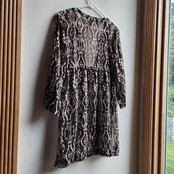 Bali Club Brown/Cream Native Tropical Print Tunic Size Medium - Picture 12 of 14